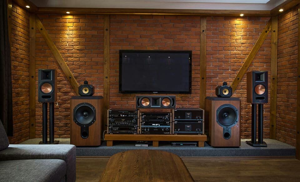 TV with a large stereo system