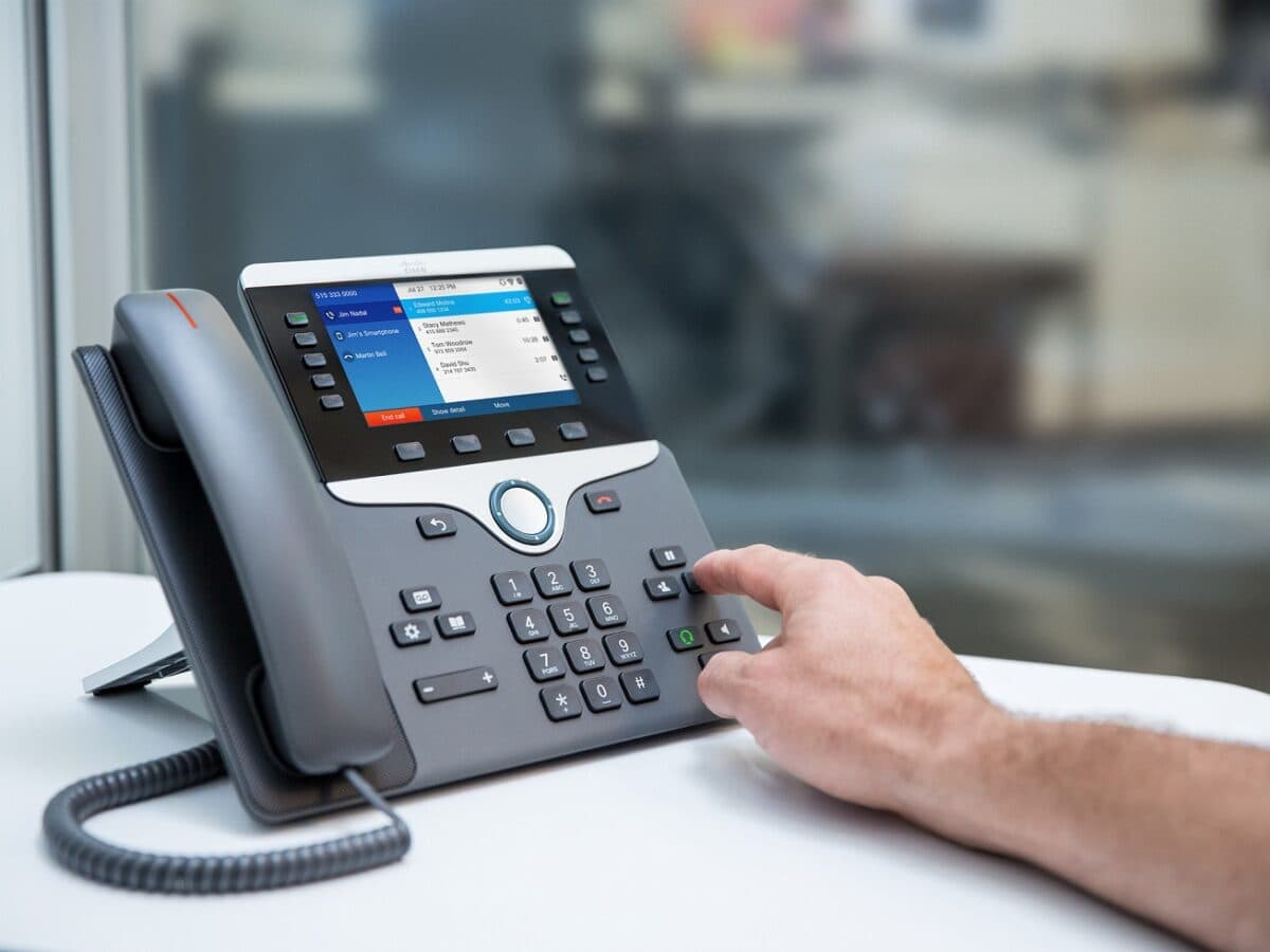 VoIP phone in a conference room