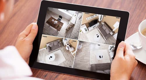 Smart doorbell camera at a front door
